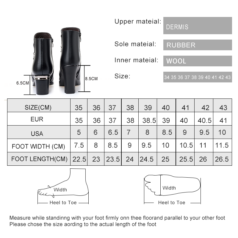 AIYUQI Women's Ankle Boots 2024 Winter New Genuine Leather Large Size Women Dress Boots High Heel Wool Warm Snow Boots Women