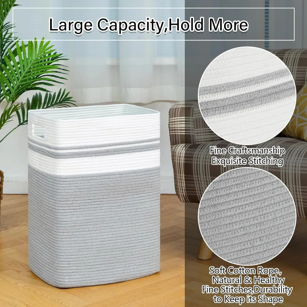 OIAHOMY 91L laundry basket XXXLarge laundry basket foldable cotton rope basket woven blanket storage basket 240903