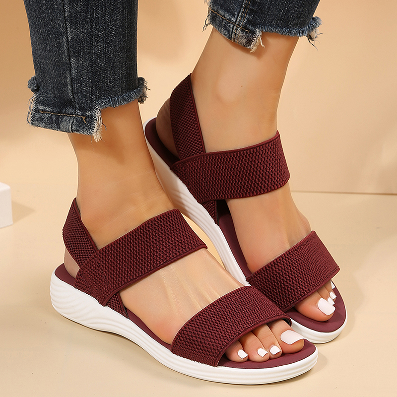 2025 new Elastic Lucyever Knitted Platform Sandals Women Summer On Wedge Sandles Woman Lightweight Non Slip Sandalias Mujer 0499