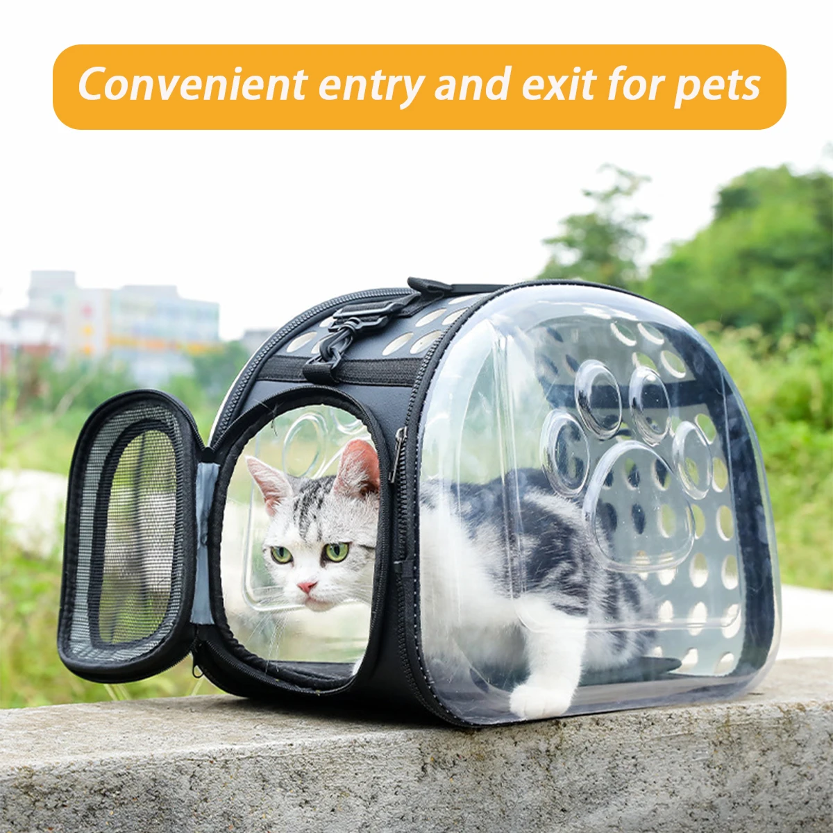 Pet Shoulder Bag Cat Carrier Outdoor Travel Breathable Handbag Puppy & Kitten Capsule Transparent Portable Shoulder Strap Bag