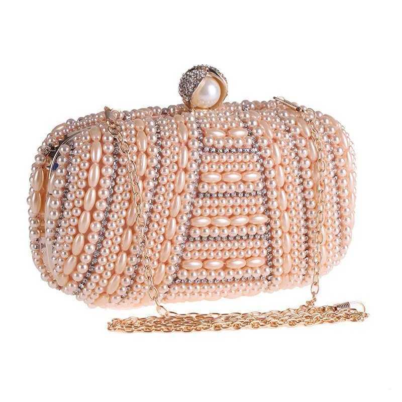 Fashion Elegant Women Evening Bags Luxury Beaded Pearl Clutch Bag Wedding Party Handbag Purse Ladies Dating Cell Phone Pocket 240903
