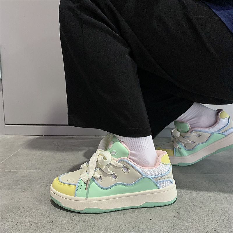 Women's Korean casual low cut color blocked sports board shoes