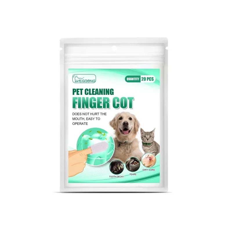20-Piece Dog Toothbrush Easy Teeth Cleaning for Pet Dental Care Perfect for Dogs and Cats Non-Woven Fabric Wet Wipes