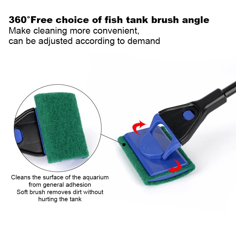 Fish Tank Cleaning Tools 5 in 1 Set Non-slip Long Handle Brush Fishing Net Plant Clips Accessories Aquarium Pet Products