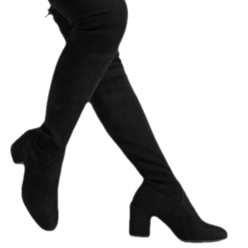 and Autumn Winter Over The Knee Thigh High Warm Fleece Suede Elastic Plus Size 40-43 Women Boots Botas Femininas2024 aeae