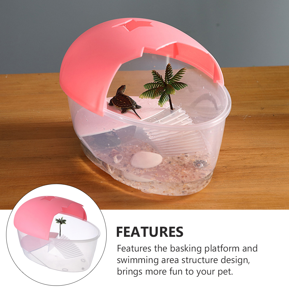 Turtle Box Home Tank Tortoise Perching Container Reptile Living Plastic Pet Animal Terrarium Habitat