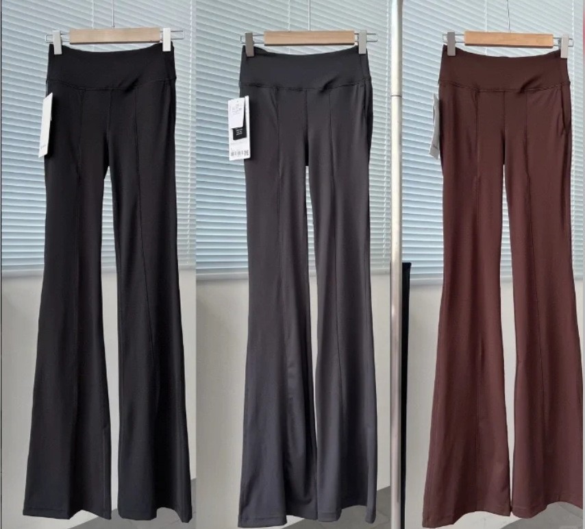 2025--Yoga pants Women's high-waisted flared pants pocket sports fitness running yoga wide leg pants