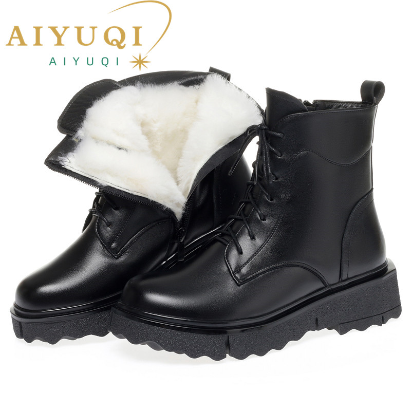 AIYUQI Ladies Winter Marton Boots 2024 New Large Size Women Ankle Boots Genuine Leather Wool Warm Non-slip Female Snow Boots