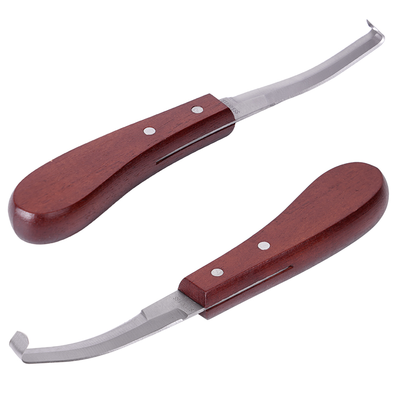 1Pc Horse Hoof Knife Stainless Steel Double Edge Blade Hoof Trimming Knives With Wooden Handle Cattle Sheep Hoof Trimming Tool