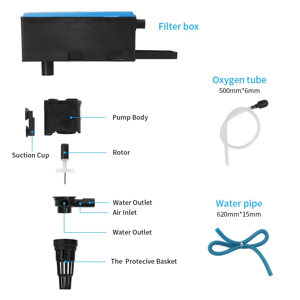 Resun RS-088A/188A/288A/388A Submersible Pump Filtration and Oxygen Three-in-one Upper Filter Aquarium Accessories