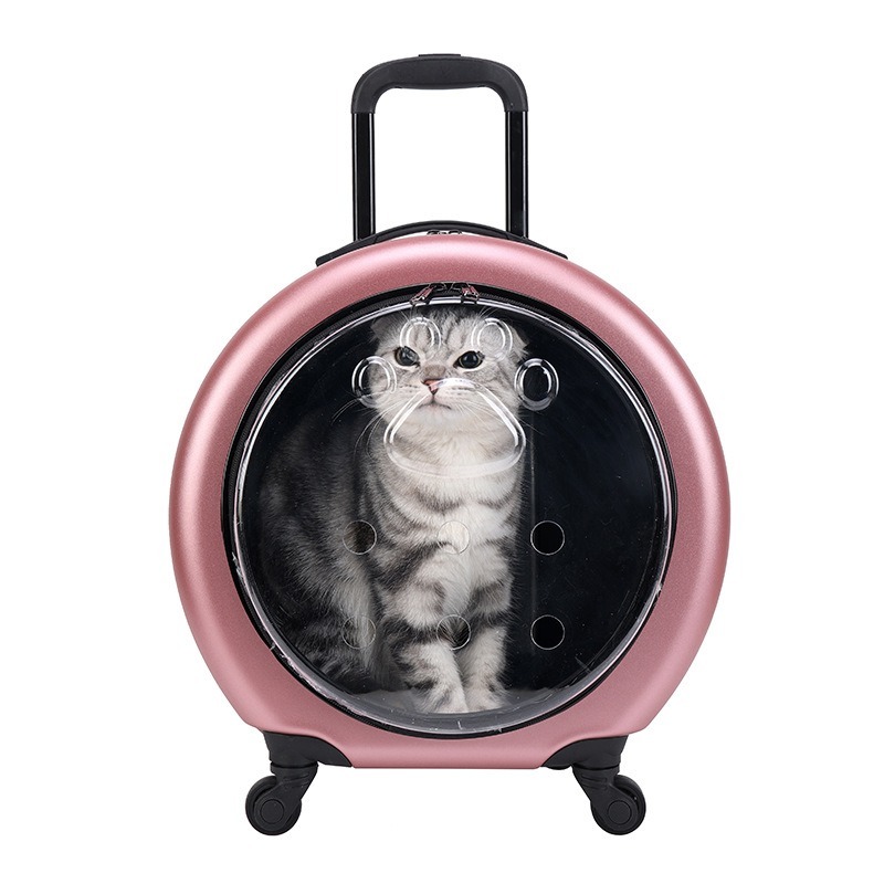 Pet Trolley Case Portable Transparent Cat BagMulti-purpose Cat Space Capsule Trolley Cat Carriers Bag for Outdoor Travel Camping