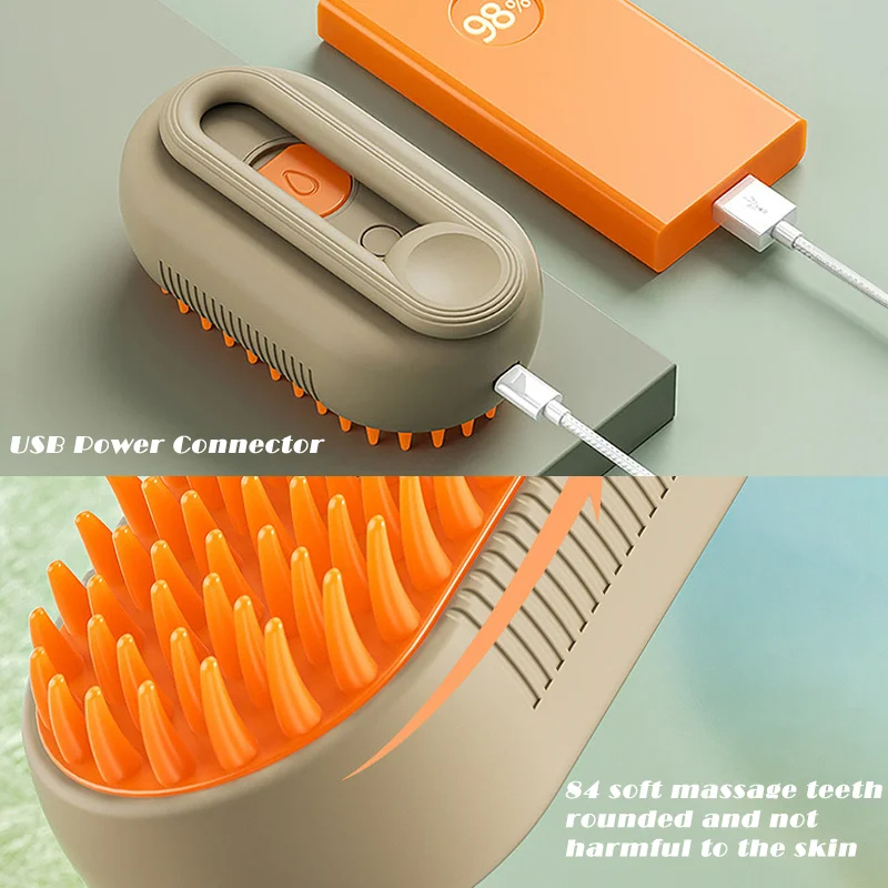 Dog Cat Steam Brush Cat Hair Spray Brush Pet Steamer Groomer Massage Pet Hair Cleaning Grooming Removing Tangled And Loose Hair