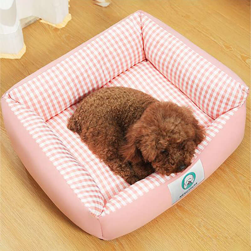 "Chic Plaid" Cozy All-Season Pet Bed For Small Dogs & Cats - Plaidcartoon Design, Soft Polyester Fiber, Artistic Decor 314
