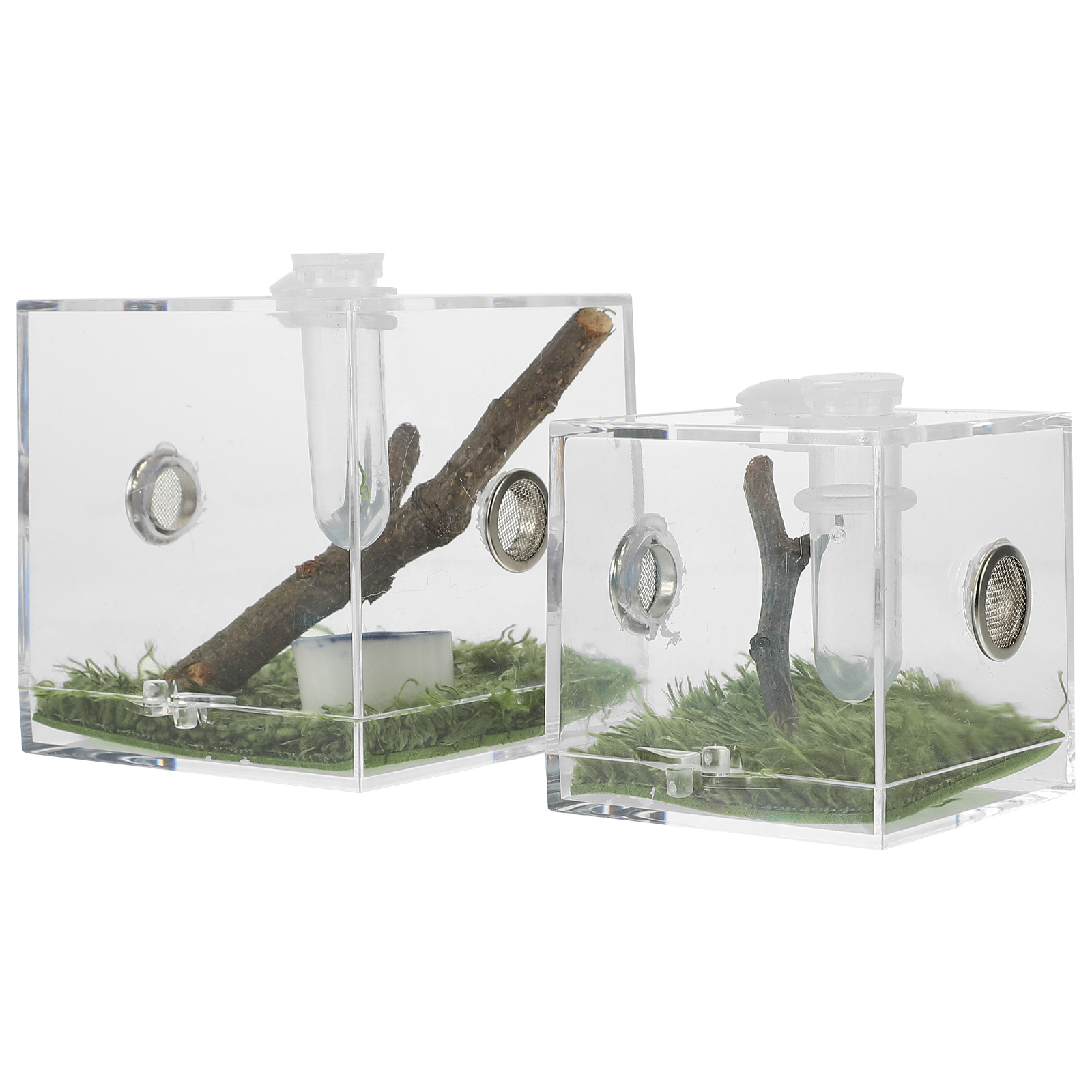 2 Pcs Jumping Spider Breeding Box Acrylic Reptile Terrarium Acrylic Snail Container Humidifier Case Insect Habitat Reptiles