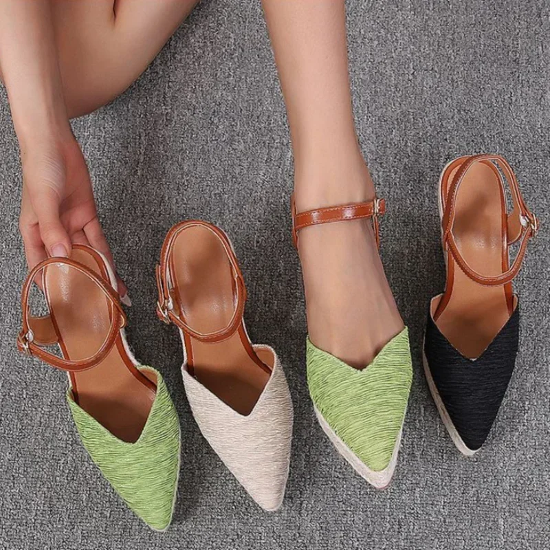 Sandale Thick Sole PointToe Espadrilles Fisherman Shoes Wedge Sandals Women Dressy Summer Platform High Heel Босоножки Женские