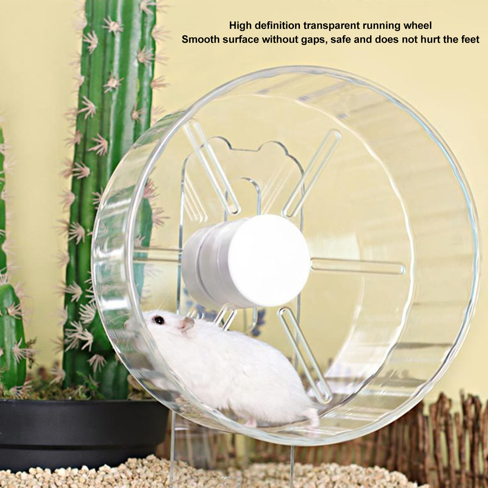 Hamster Cage Wheel Hamster Exercise Wheel Acrylic Transparent Prevent Slip Versatile Easy To Clean with Stand for Hamster Cage