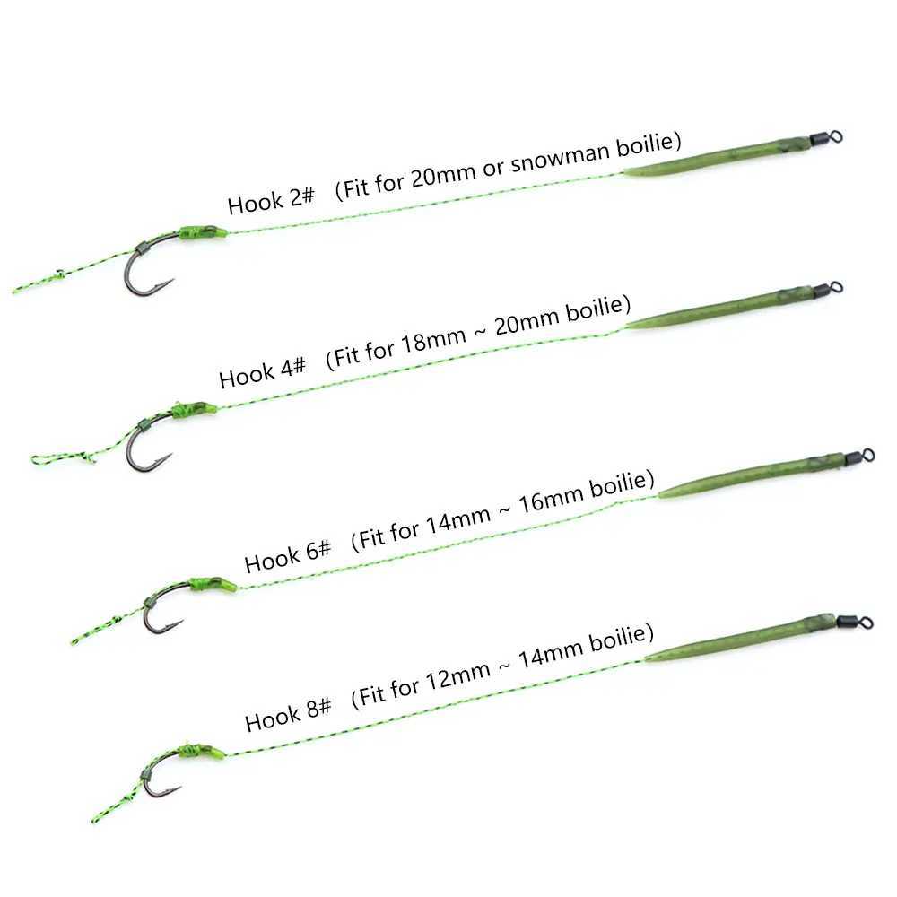 6 Carp fishing gear accessories ready-made hair tie with hook 35 pound braided fishing line QC swing sleeve Carp TackleW240903