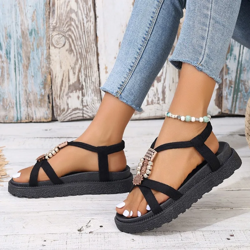 2025 new Heels Beaded Mid Women Sandals Summer Sgback Slippers Designer Fashion Open Toe Flip ps Women's Pumps Slides edfb 's Pum