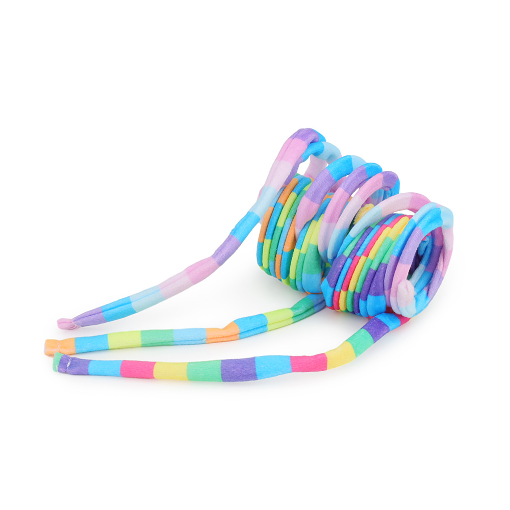 3pcs Rainbow Coloured Spring Cat Toy Cute Pet Plush Fabric Toys For Kitten