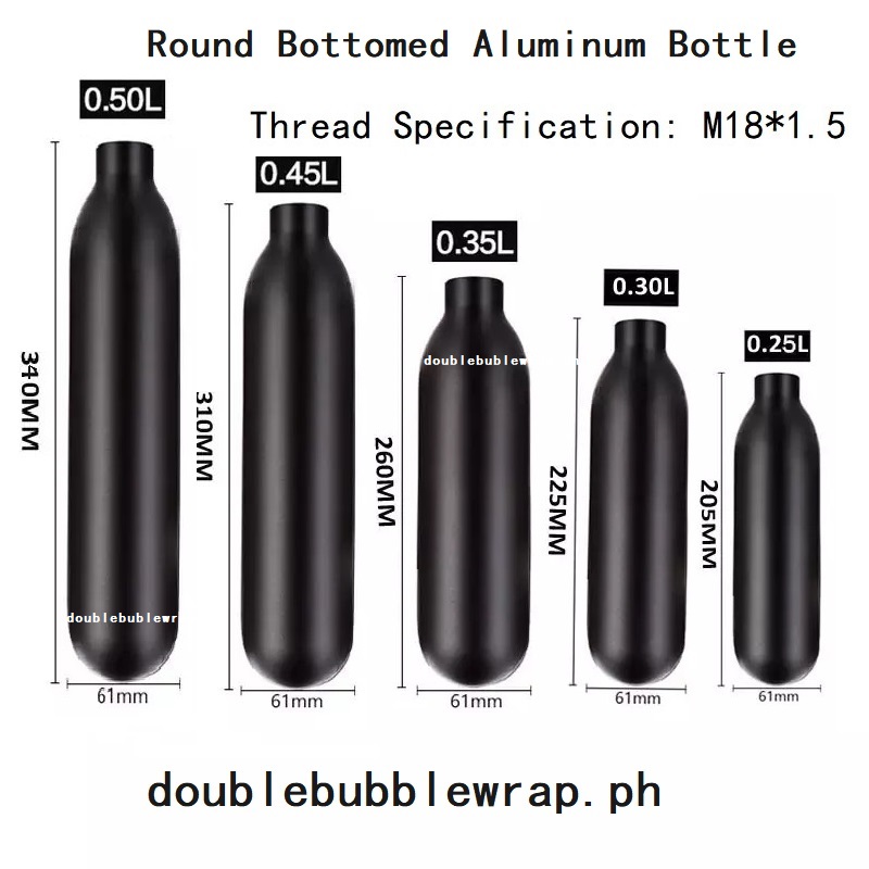 0.25L-0.5L Round Bottomed Aluminum Bottle M18*1.5 Thread Tank Bottle 4500 PSI Tank For Cylinder Diving