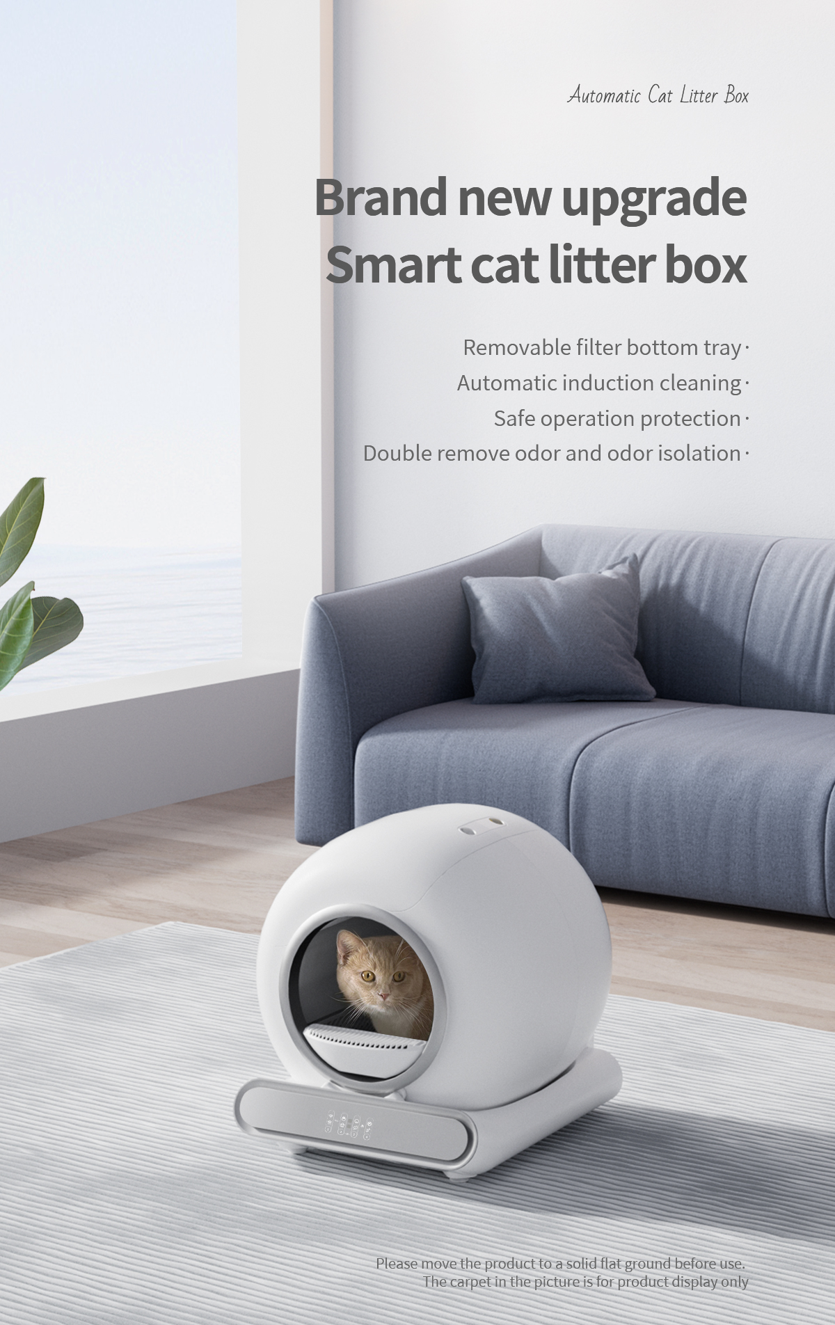 [English Version]2024 Automatic Smart Cat Litter Box Self Cleaning App Control Pet Toilet Litter Tray Ionic Deodorizer 65L