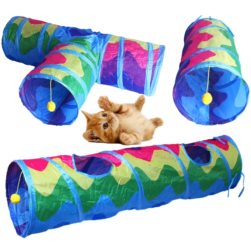 Cat Tunnel With Play Ball Cat Tubes for Indoor Collapsible Cat Play Tunnel, Kitty Tunnel Hole Toy for Kittens Rabbits Small Pets