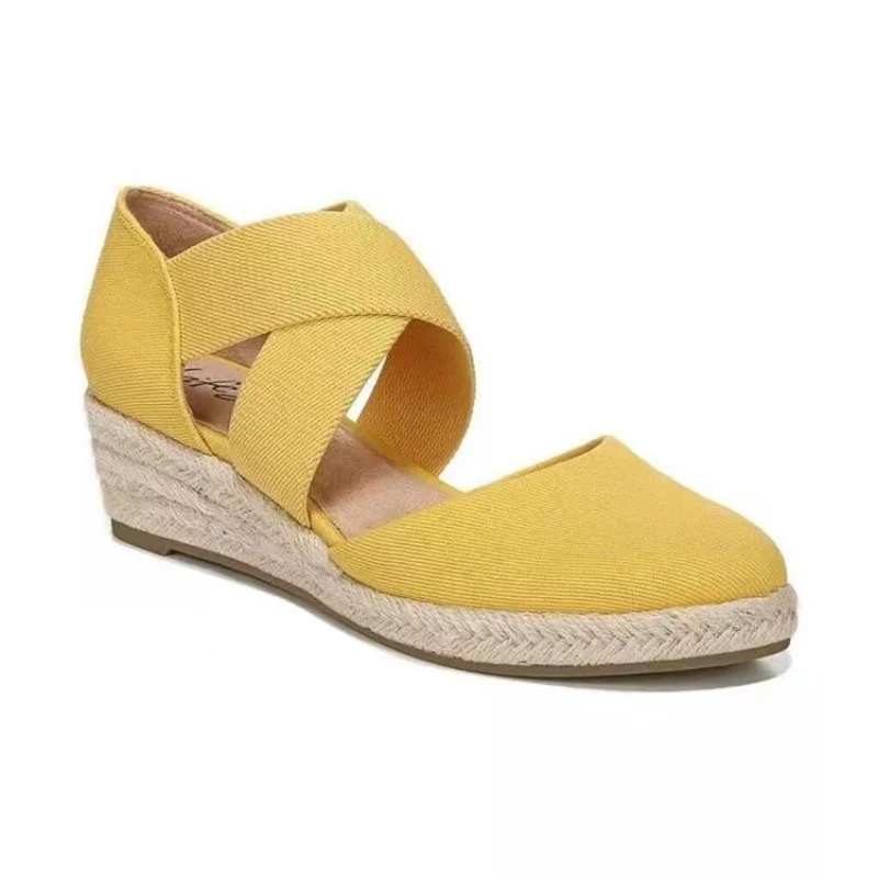 Women's Summer Sandals: Solid Color Casual Cross Belt Wedges for Beach, Outdoor