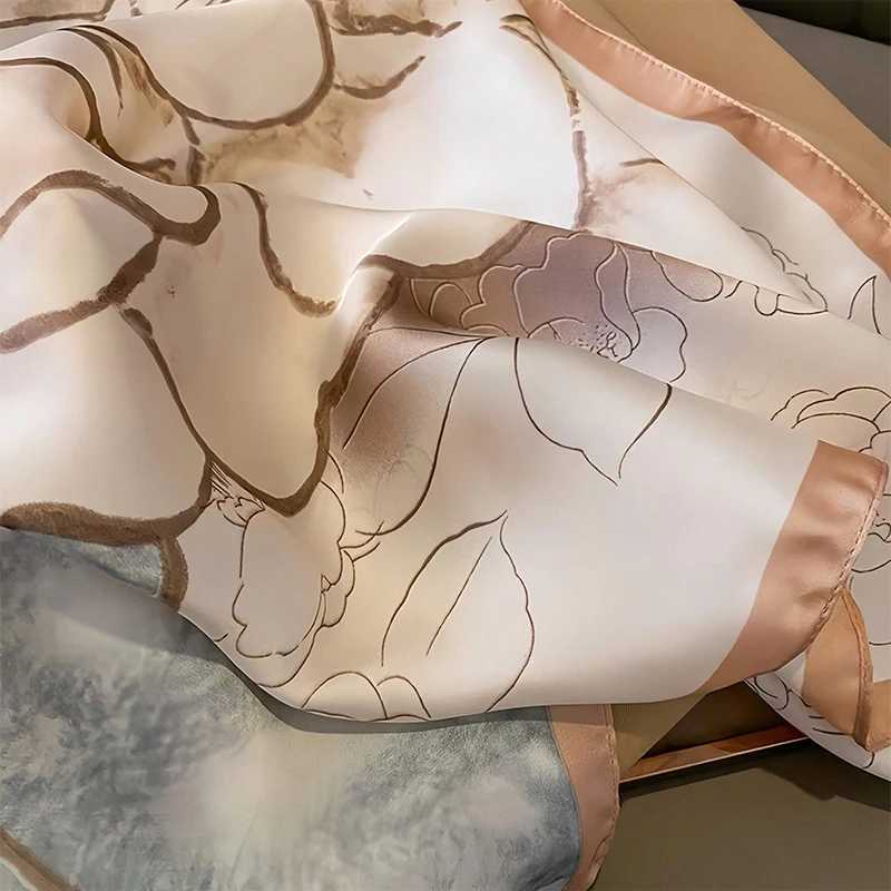 Design a fashionable printed satin silk scarf for handbags wrist bags womens scarves shawl collars and luxurious felt in 2024 X250319