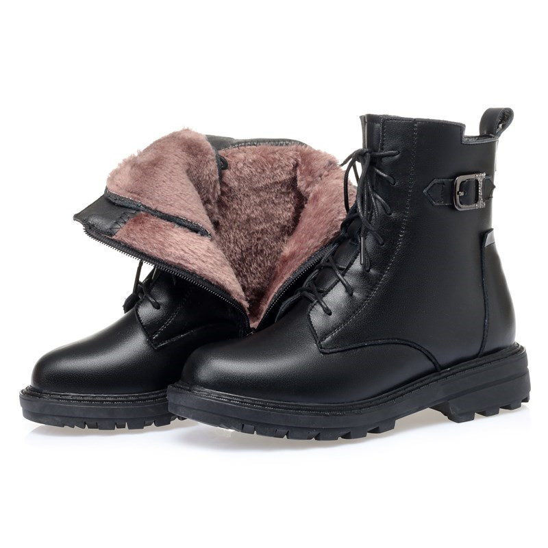 AIYUQI Women Short Boots Genuine Leather 2024 New Winter Women Biker Boots Wool Warm Large Size Marton Boots Women