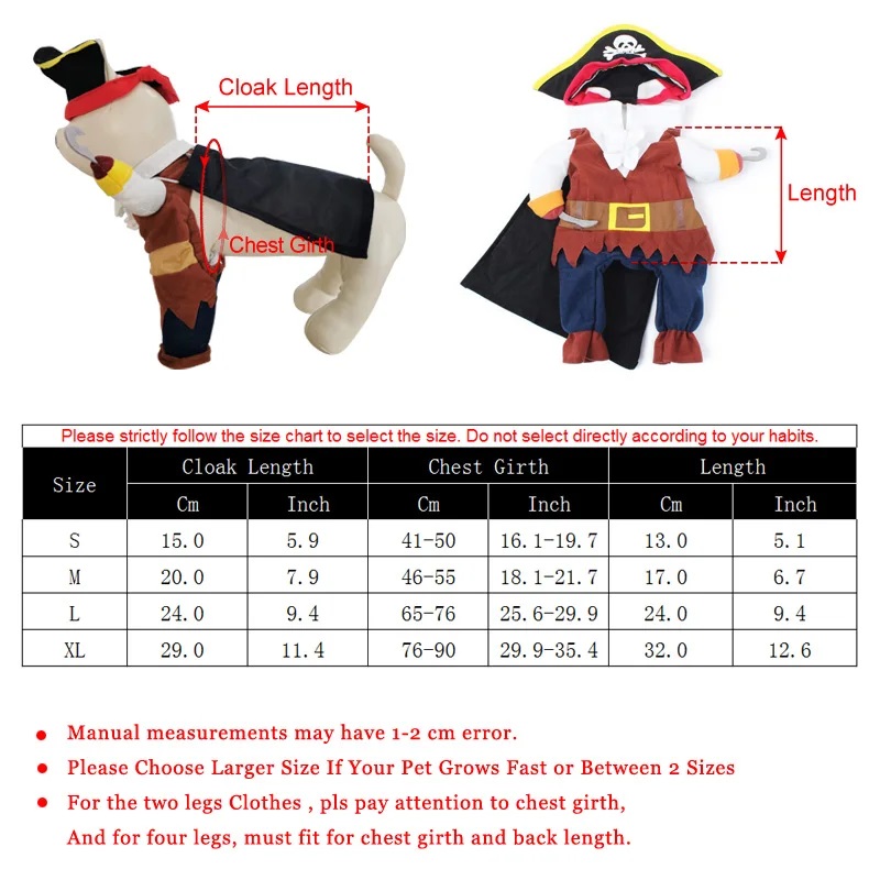 Dog Cat Funny Cosplay Clothes For Small Medium Dogs Cats Creative Novelty Halloween Pirate Costume French Bulldog Jacket Coat