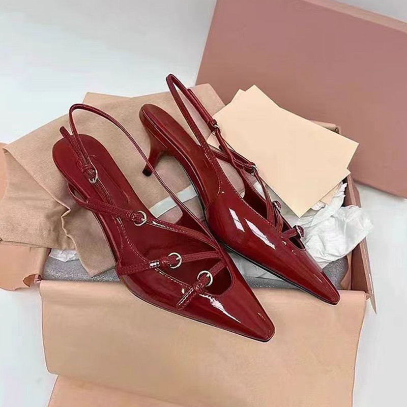 Fashion Patent Leather Square toe Women Pumps Sexy Narrow band Slingbacks 6cm High heels Elegant Spring Summer Office Lady Shoes
