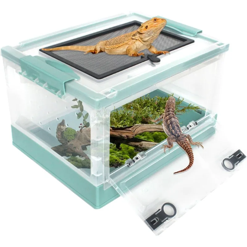 Plastic Reptile Feeding Box Reptiles Breeding Enclosure Cages Reptile Portable Transport Container for Lizard Bearded Dragon