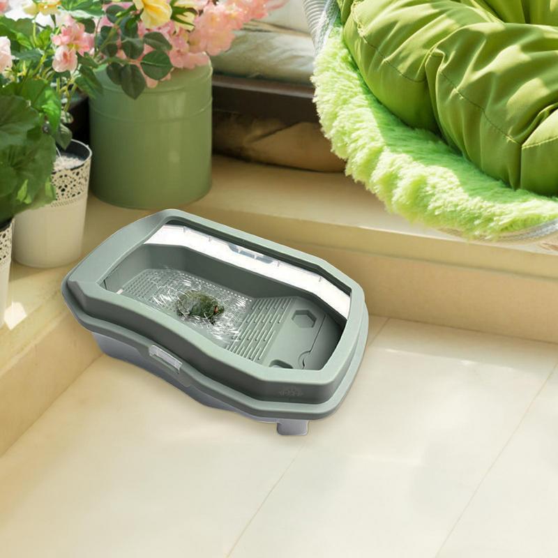 Turtle Tank Aquarium Baby Turtle Habitat With Lid Pet Turtle Habitat Detachable Double Layers Turtle Tank Anti-Slip Tortoise