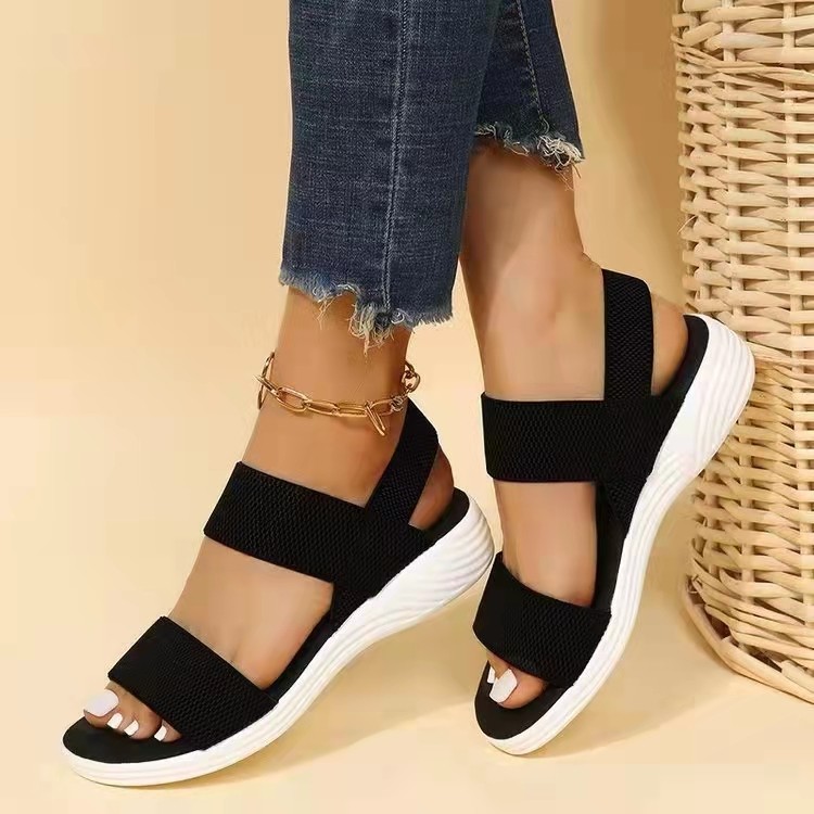 Women's New Wedge Heel Platform Cozy Ladies Outdoor Beach Elastic Band Designer Shoes Sandals Women Summer 7716