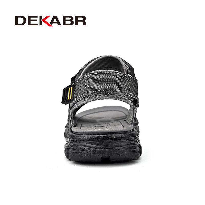 DEKABR Men's Summer Cowhide Leather New Hollow Outdoor Comfortable Soft Sole Open Toe Adjustable Fashion Beach Sandals 9e7f