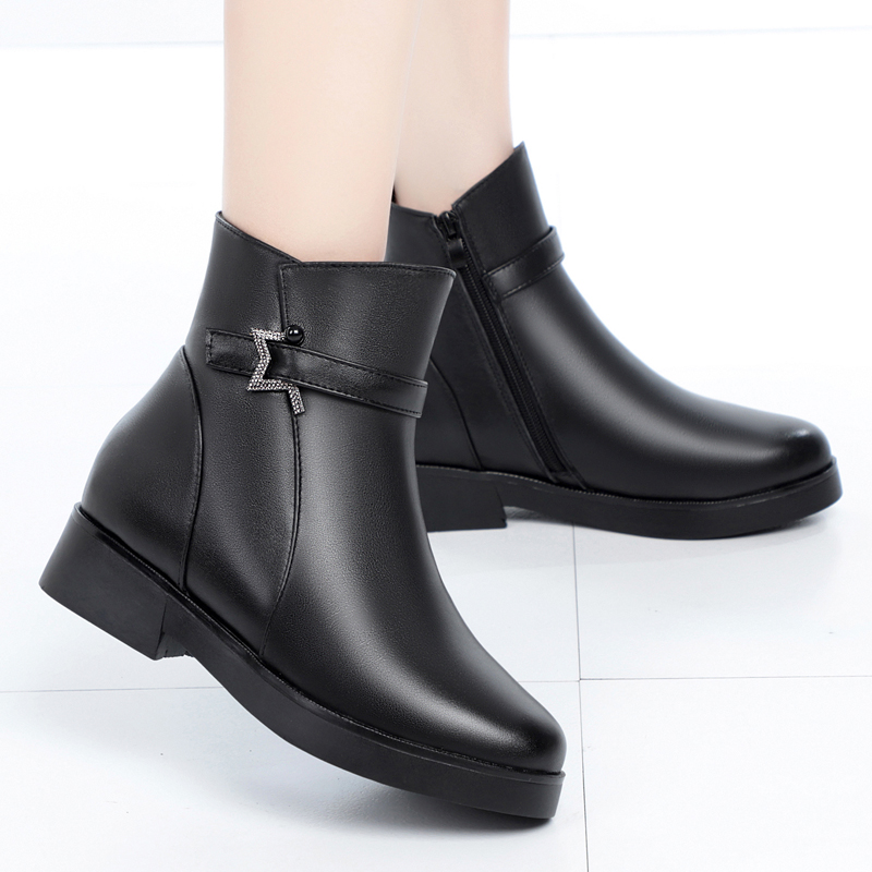 AIYUQI Mom Snow Boots Genuine Leather 2024 New Warm Wool Women's Winter Boots Large Size Non Slip Women's Ankle Boots