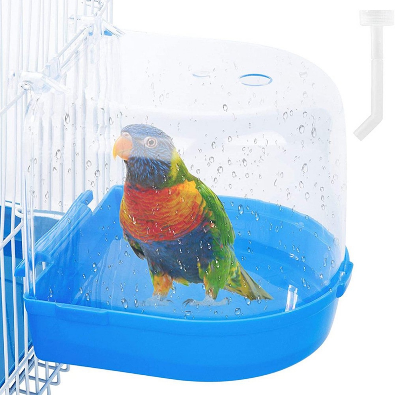 Pet Bird Bath Box Parrot Hanging Bathtub Easy to Install Canary Cage Plastic Case Water Bath Tub For Pet Bird Parrot Shower Bowl