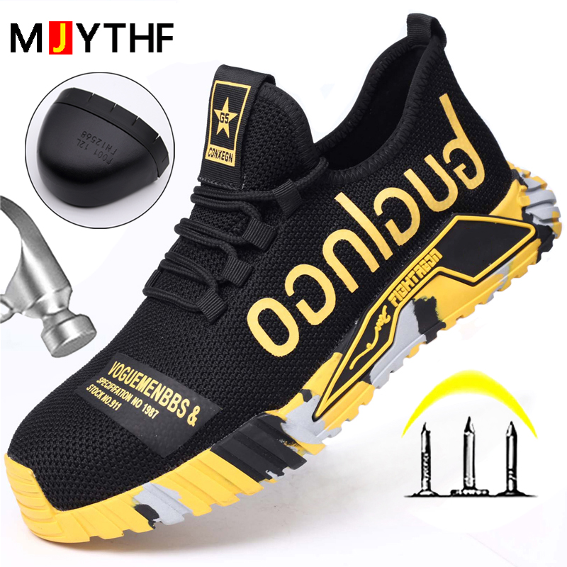 Safety Non-slip Men Anti-smash Anti Puncture Work Steel Toe Sneakers Fashion Indestructible Shoes Protective Boots 22fe