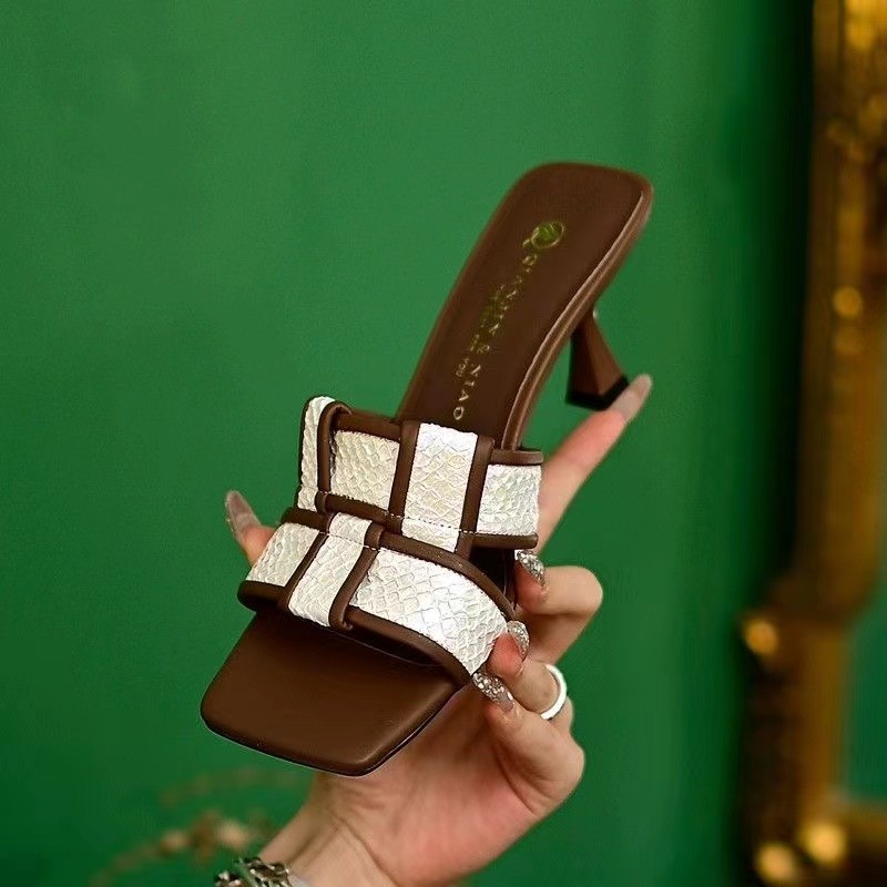 Color Fashion Block Sexy Open Toe High Heel Sandals Summer PU Leather Outdoor Casual Party Dress Women's Slippers b6ba 7cb1