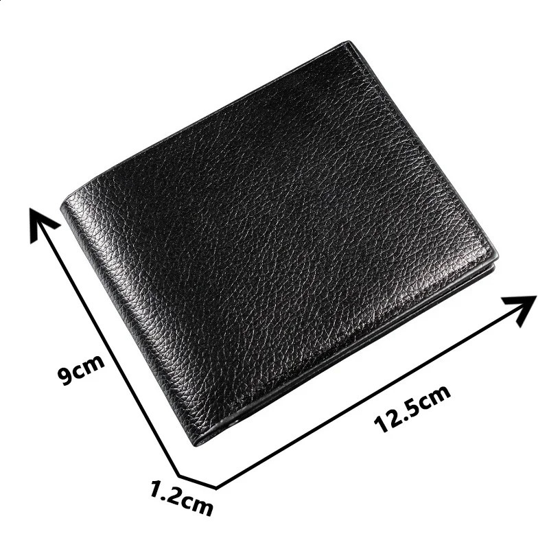 Mens Wallet Genuine Leather Men Wallets Premium Product Real Cowhide for Man Short Black Walet Portefeuille Homme 240903