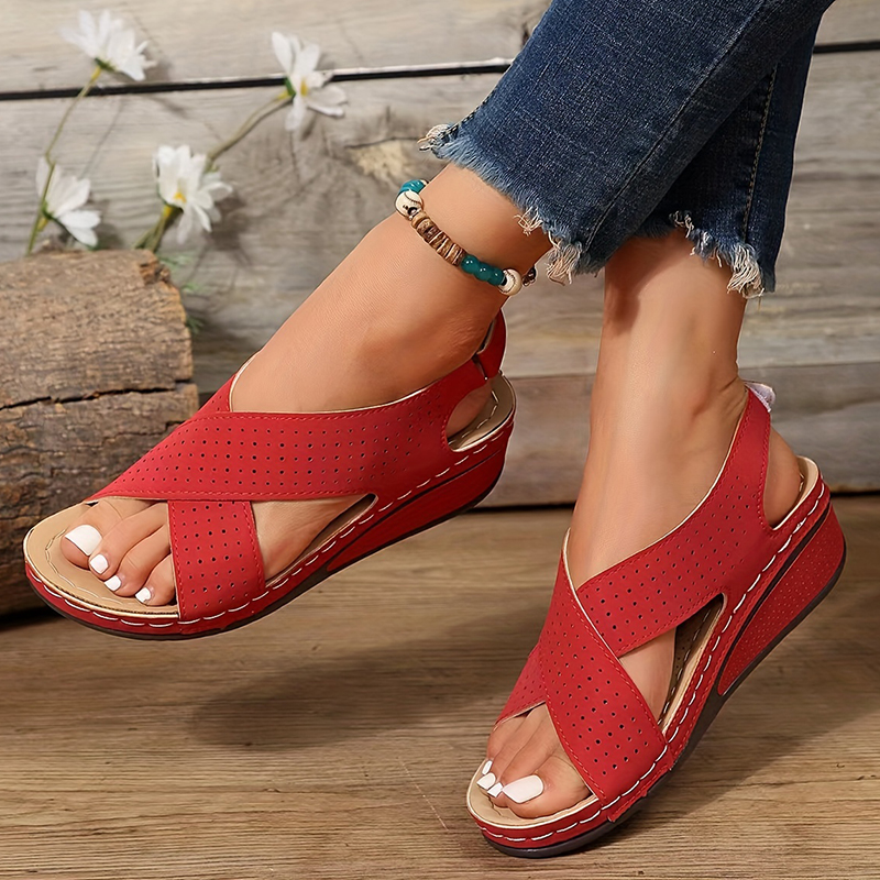 2025 new Lucyever Summer Wedge Heeled Sandals Women Comfort Back Strap Platform Sandalias Woman Open Toe Thick Sole Sandles Mujer 43 b3e8