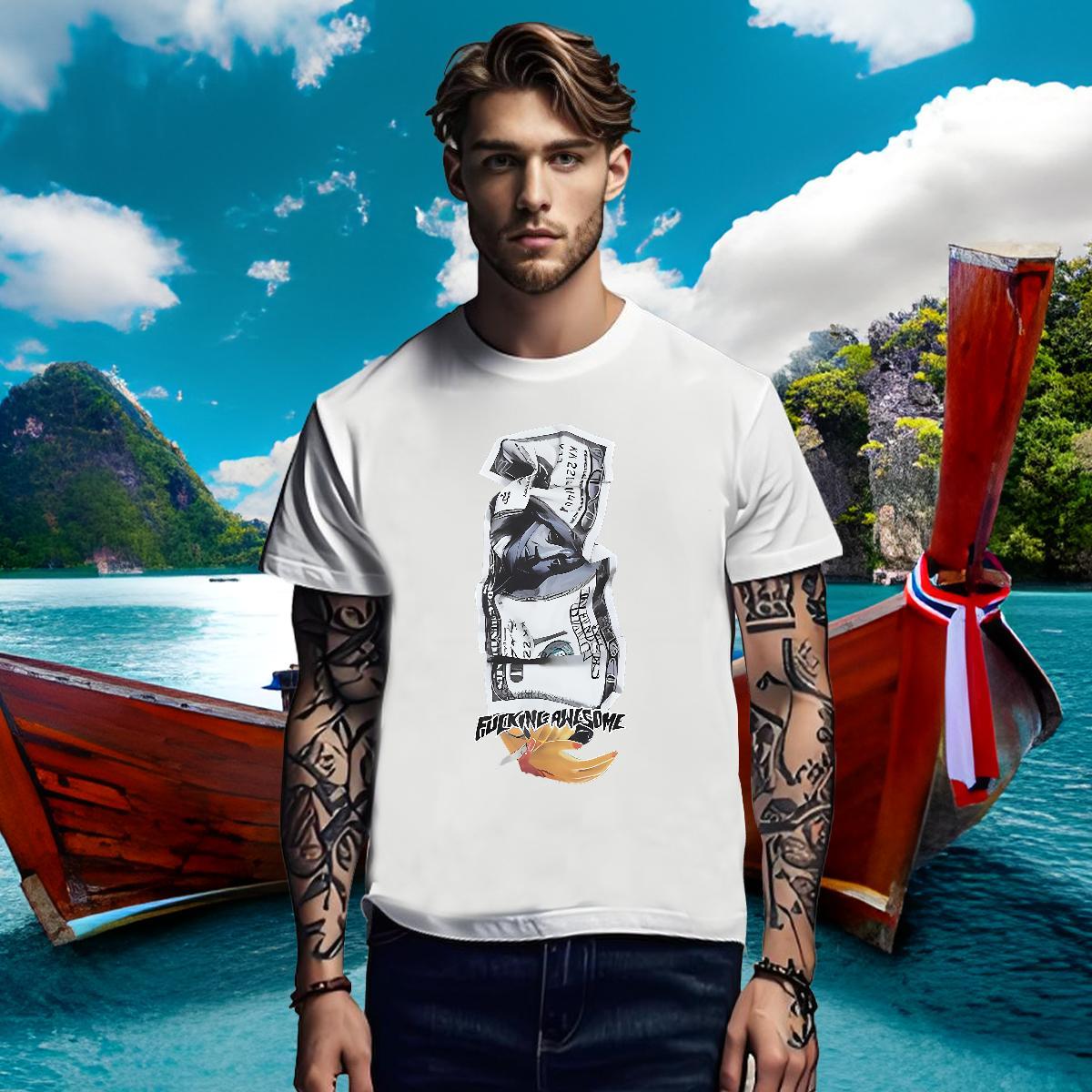 2024 Summer T Shirts Men Summer Casual Soft Men Clothes T-Shirt Polos DIY Logo Oversized Breathable Short Sleeve 100% Cotton 230g money