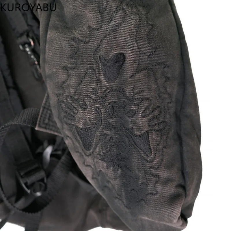 Denim Y2k Backpack Womens Street Clothing Embroidered Letter Canvas Casual Fashion School Bag Retro Large Capacity Travel 240903