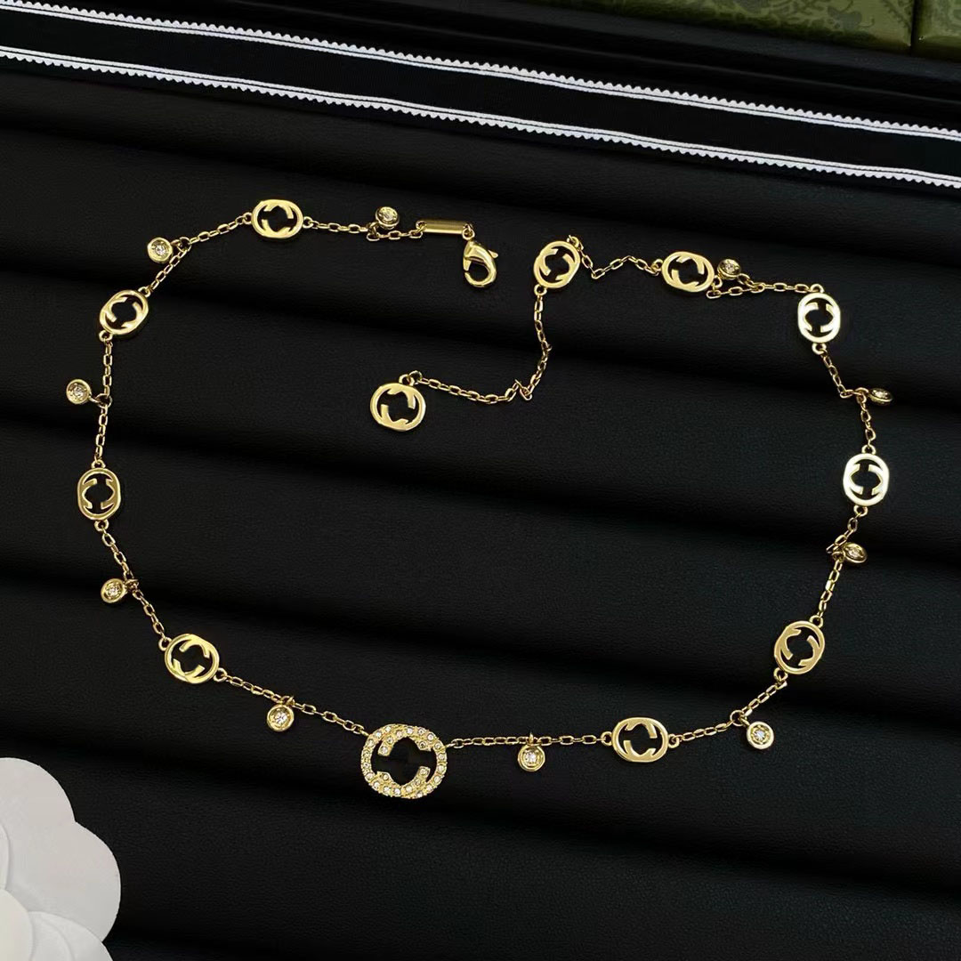 New fashion diamond Letter necklace Designer bracelet Gold Silver rose Gold jewelry set for women's wedding party birthday gifts