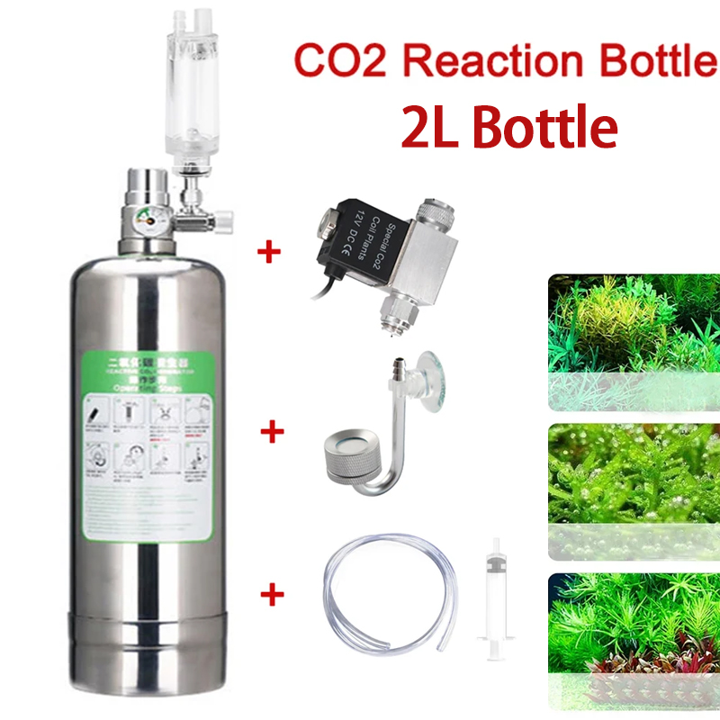 2L Aquarium CO2 Generator System Solenoid Valve CO2 Cylinder Generator System Reactor Kit Bubble Diffuser For Plant Fish Tank