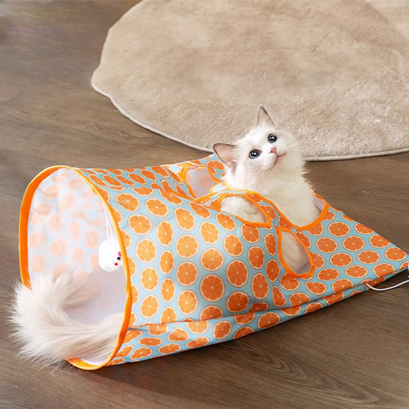ḀFoldable Cat Tunnel Interactive Toy Drill Bag Cat Tunnel Rolling Mouse with Noise Paper Cat Drill Hole Cat Interactive Play