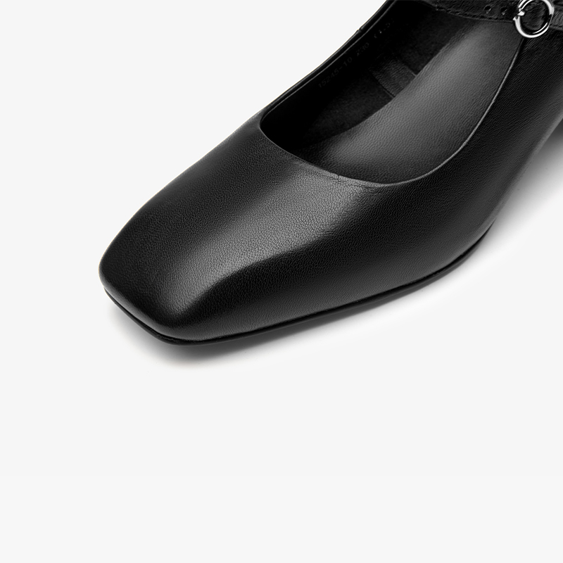 Solid BEAUTODAY Color Mary Janes Women New Sheepskin Square Toe Spring 2024 Fashion Ladies Dress Shoes Handmade 15245 9cd6