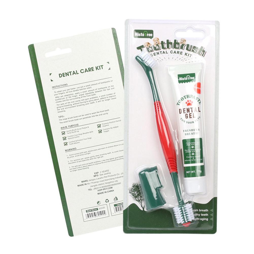 Pet Healthy Edible Toothpaste With Toothbrush Dog Cats Care Toothpaste Flavor Vanilla Mouth Teeth Cleaning Beef Flavor Dog J5M7