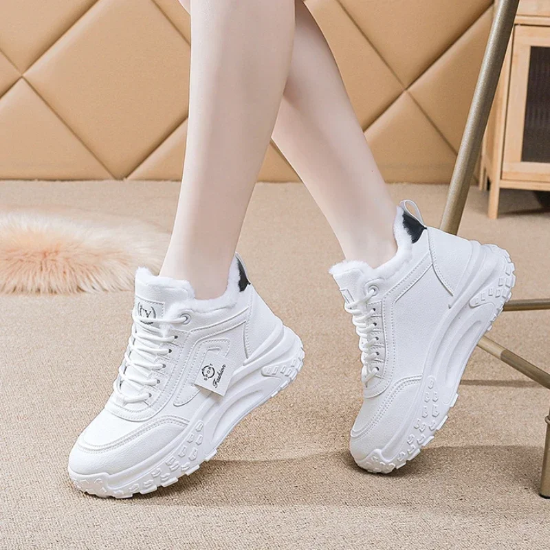 Platform Women New Ladies Lace Up Casual Sneakers Ankle Boots Running for Woman Warm Cotton Shoes 51f3