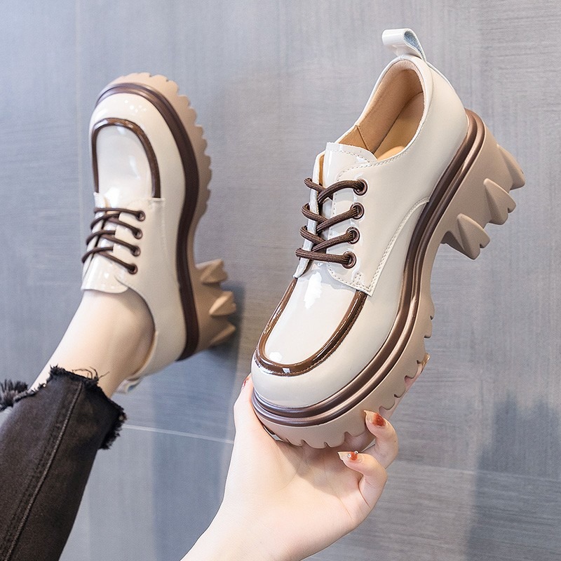 Loafers Women New in Fashion Designer Platform Thick Bottom Height Increasing Lace-up Slip on Dress Shoes